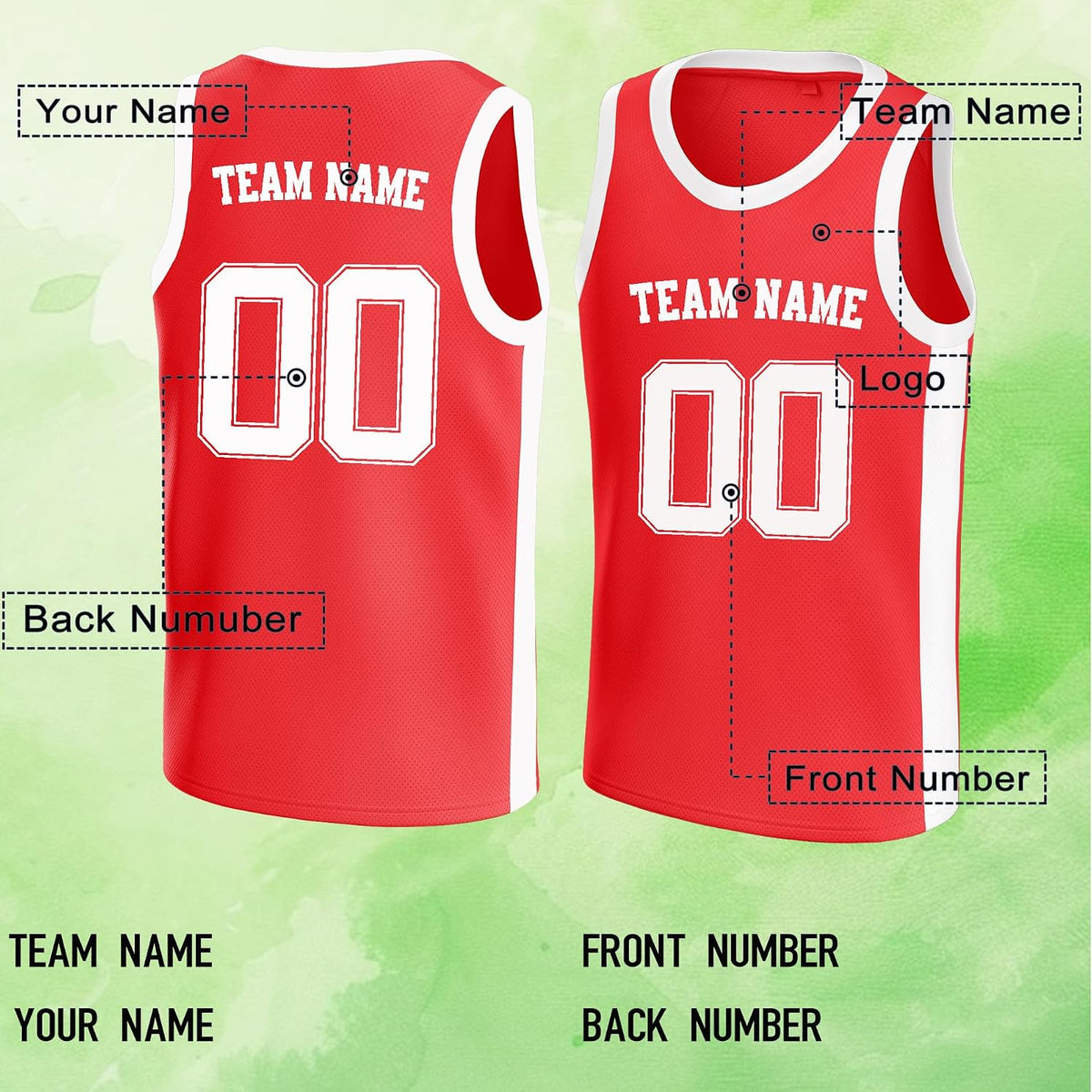 Custom Red and White Basketball Jersey