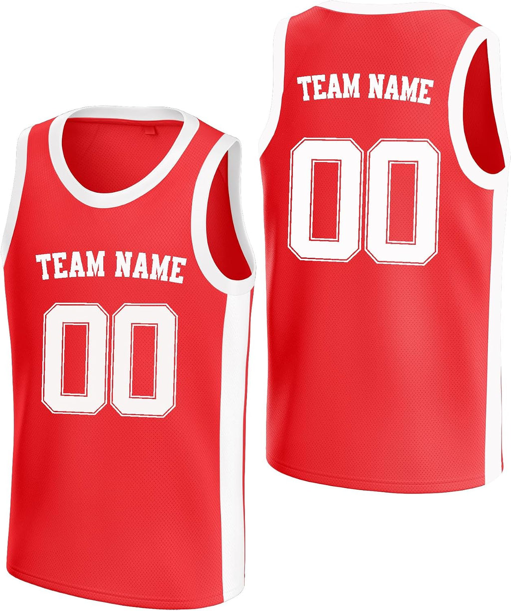 Custom Red and White Basketball Jersey