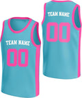 Custom Teal and Pink Basketball Jersey with Name and Number