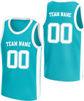 Custom Teal and White Basketball Jersey with Name and Number