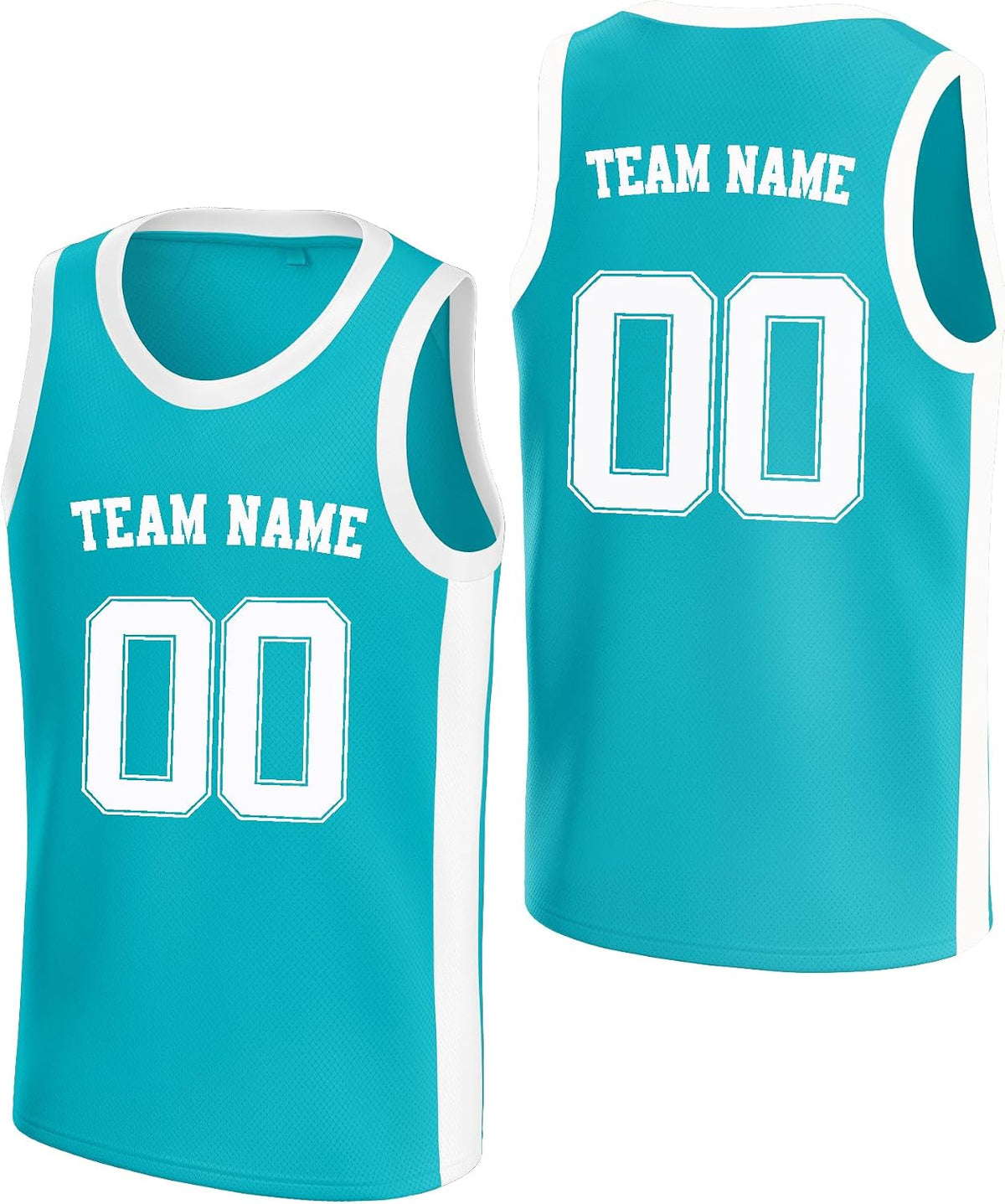 Custom Teal and White Basketball Jersey with Name and Number