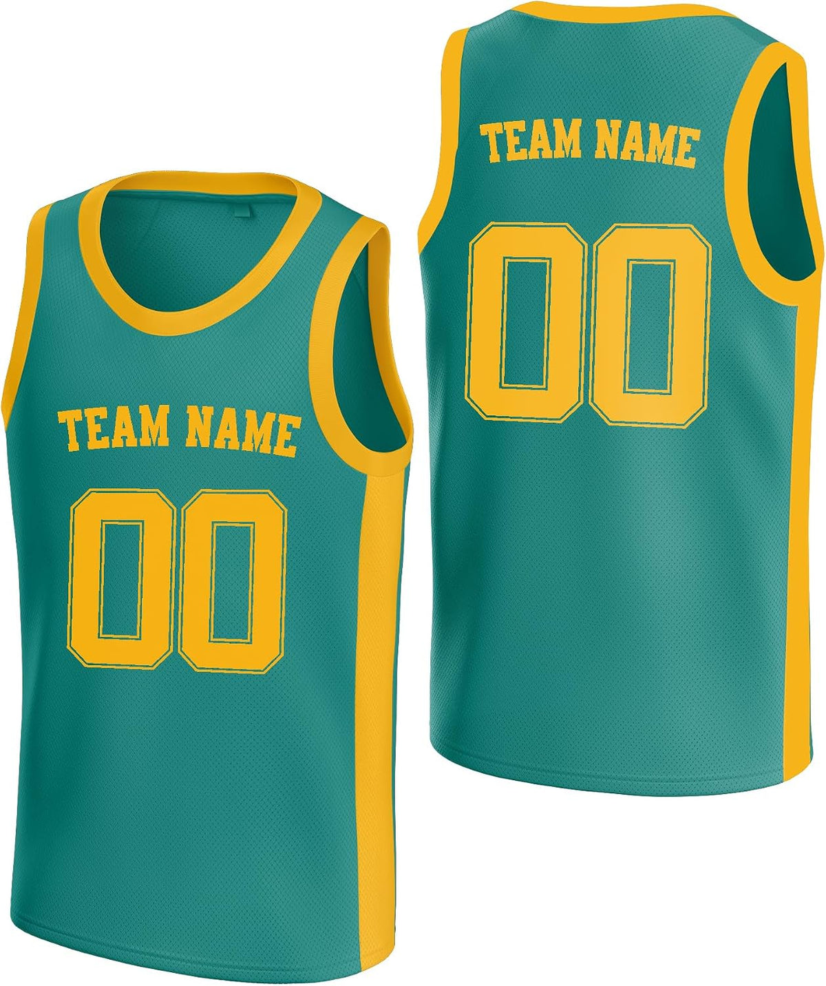 Custom Teal and Gold Basketball Jersey