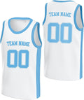 Custom White and Light Blue Basketball Jersey with Name and Number