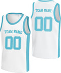 Custom White and Light Cyan Basketball Jersey with Name and Number