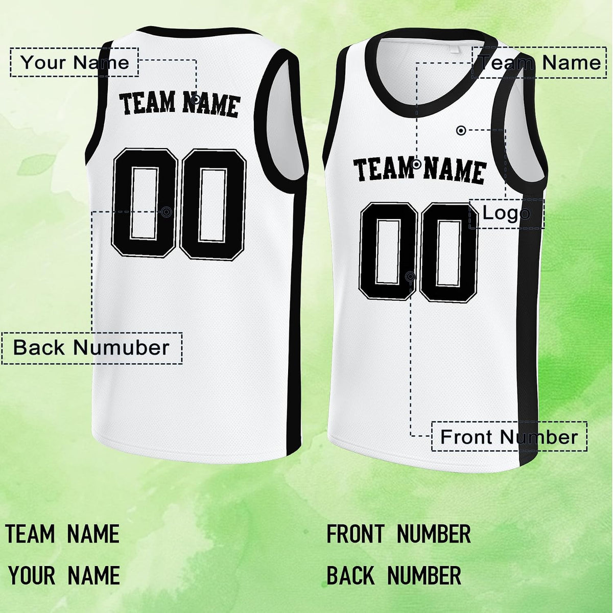 Custom White and Black Basketball Jersey