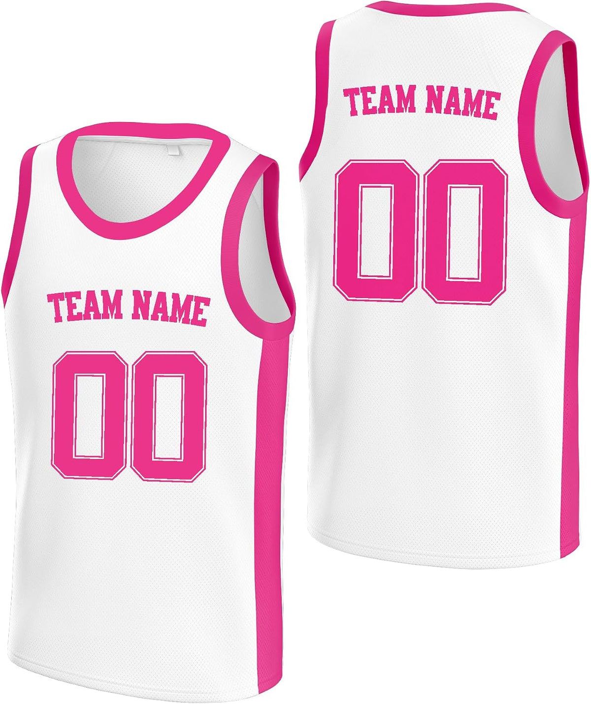 Custom White and Pink Basketball Jersey