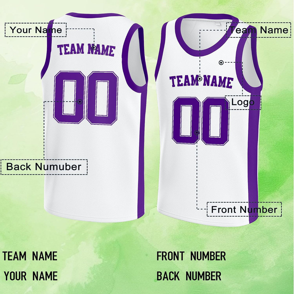 Custom White and Purple Basketball Jersey