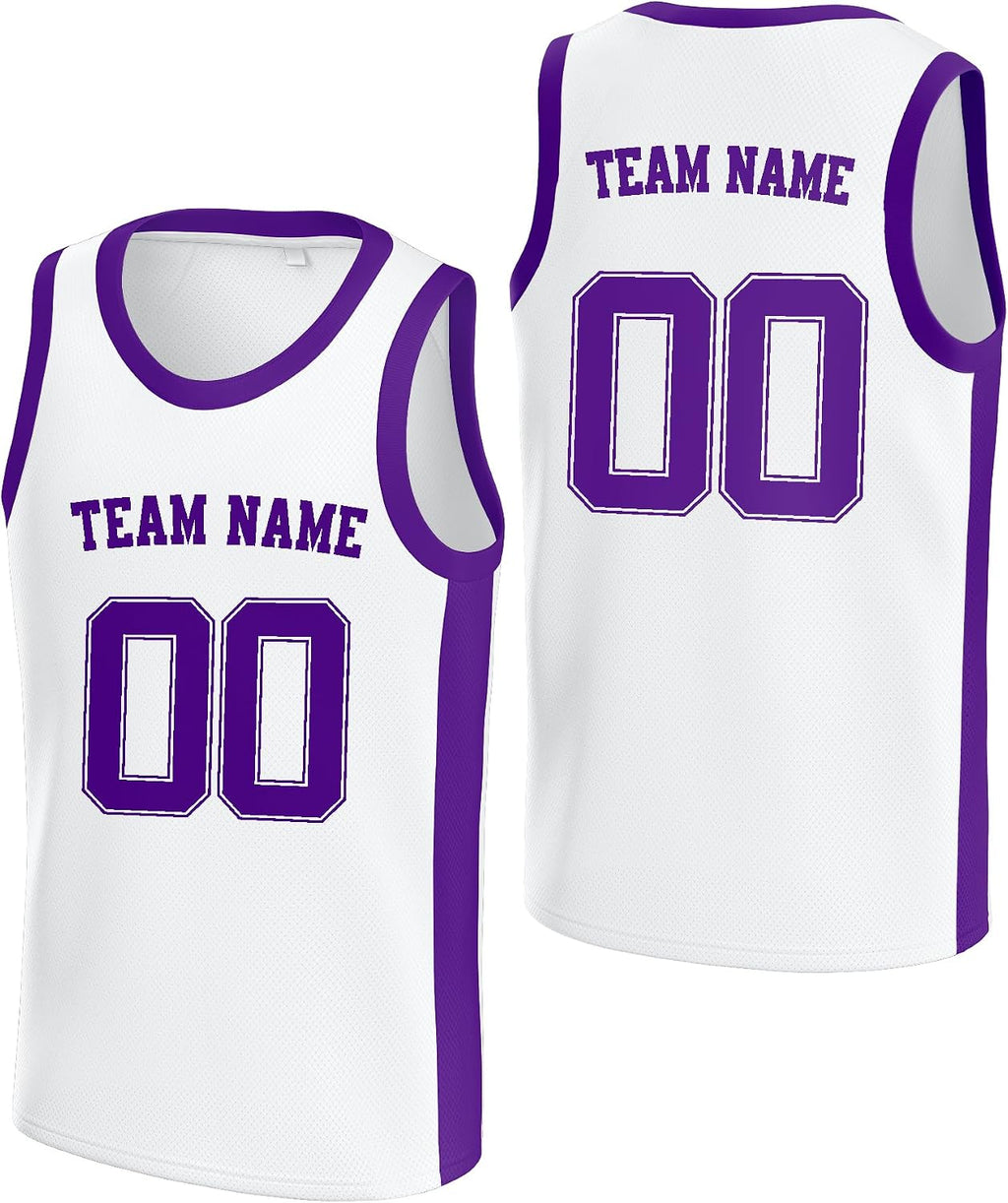 Custom White and Purple Basketball Jersey