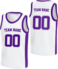 Custom White and Purple Basketball Jersey