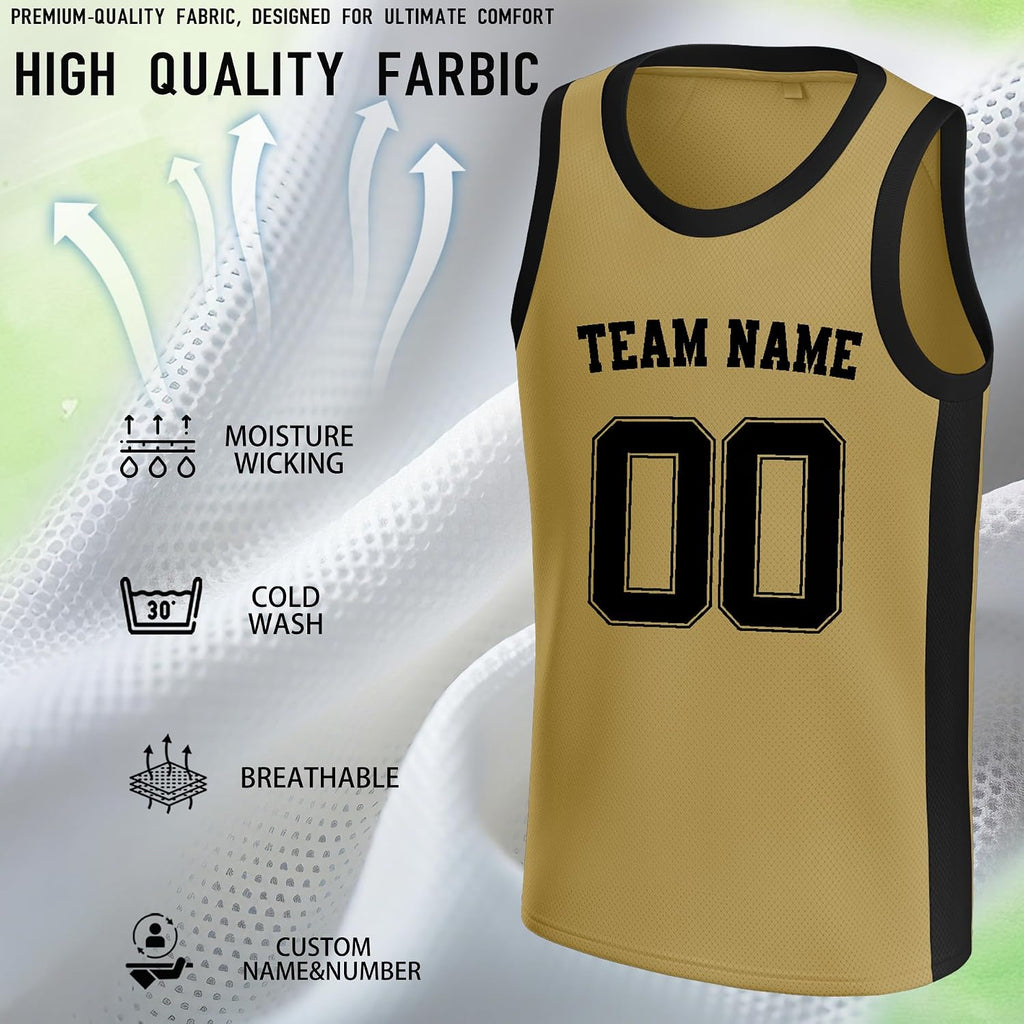 Custom Gold and Black Basketball Jersey - Personalized Name and Number Team Uniform