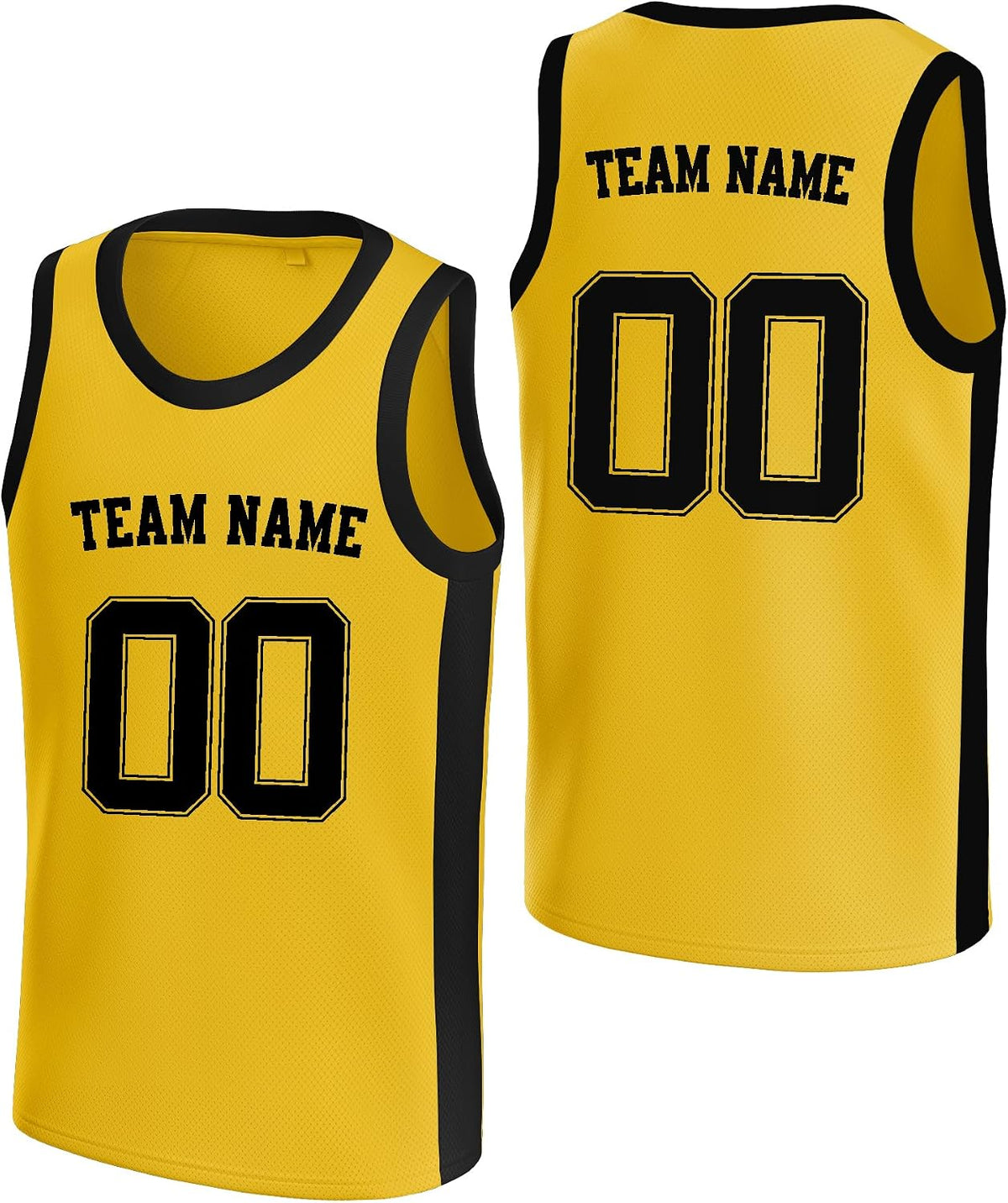 Custom Yellow and Black Basketball Jersey with Name and Number
