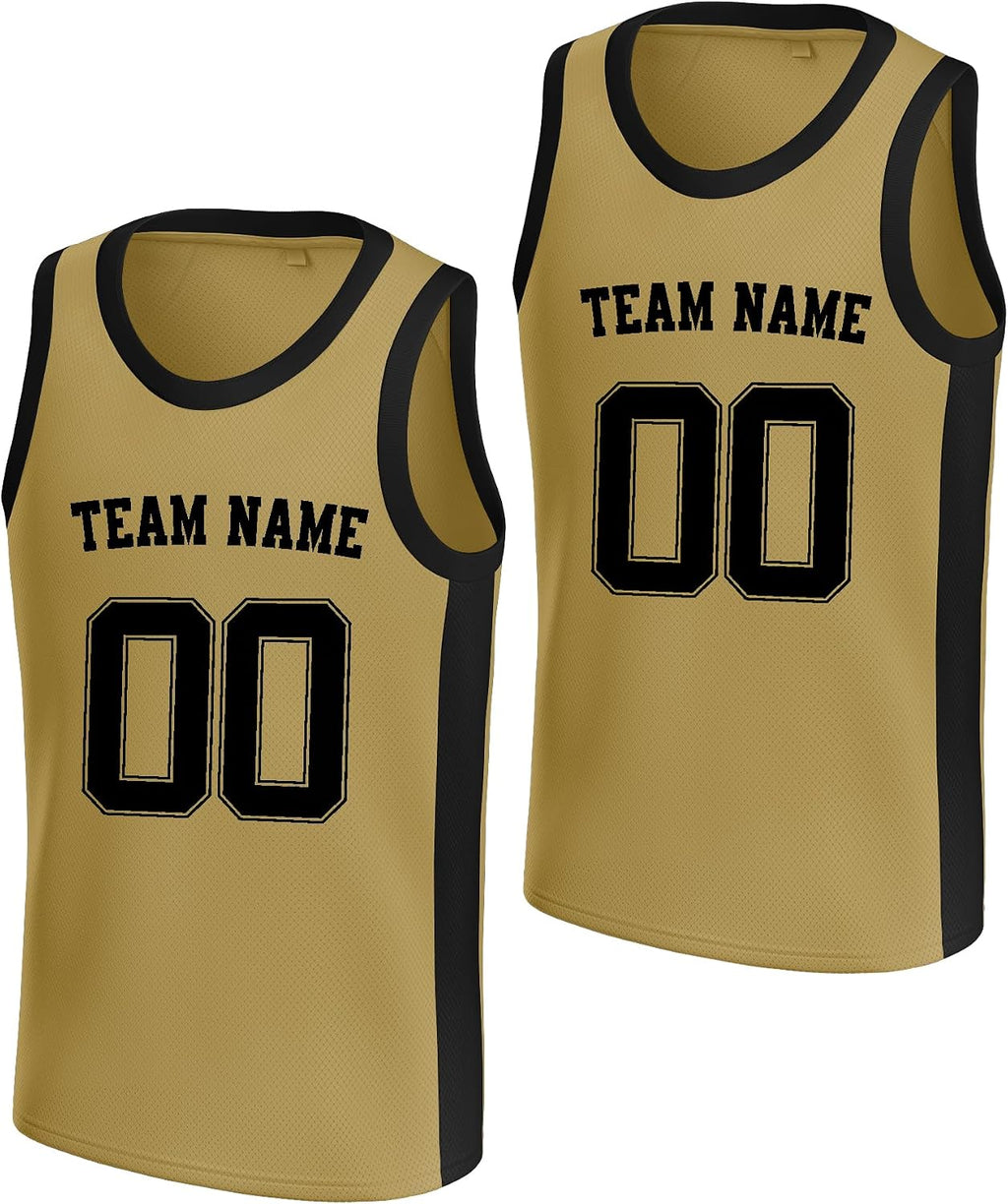 Custom Gold and Black Basketball Jersey - Personalized Name and Number Team Uniform