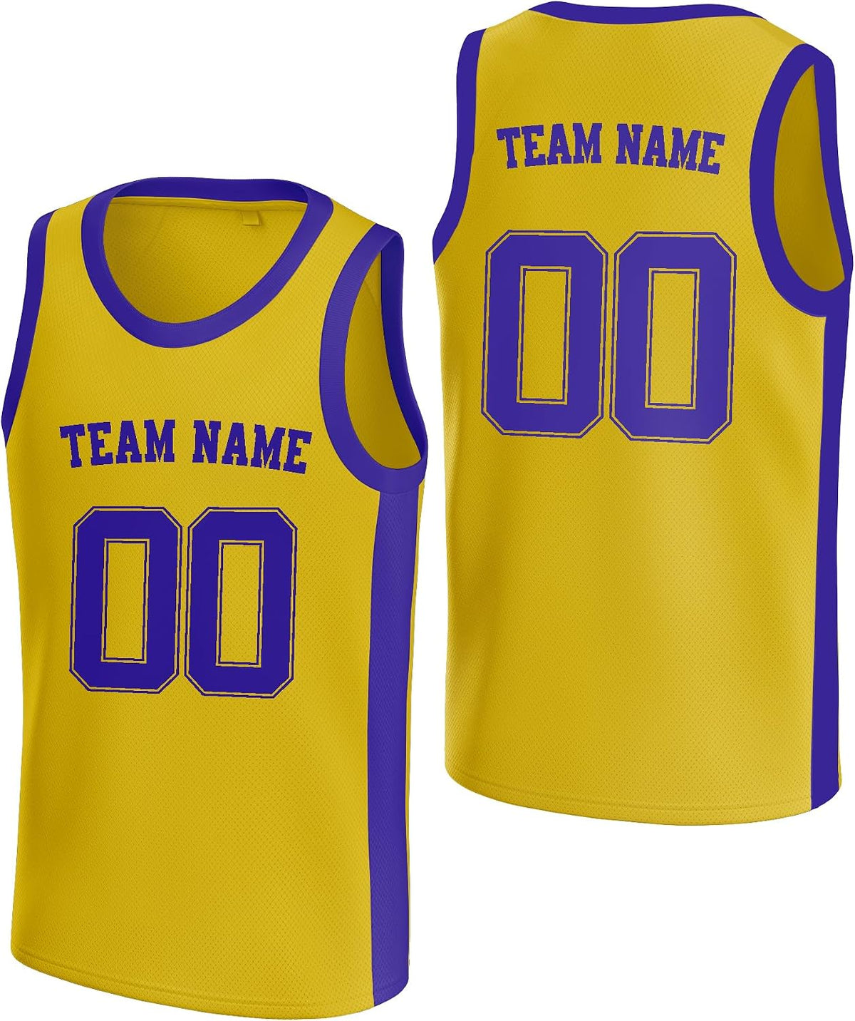 Custom Yellow and Purple Basketball Jersey with Name and Number