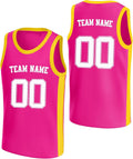 Custom Pink and Yellow Basketball Jersey with Name and Number