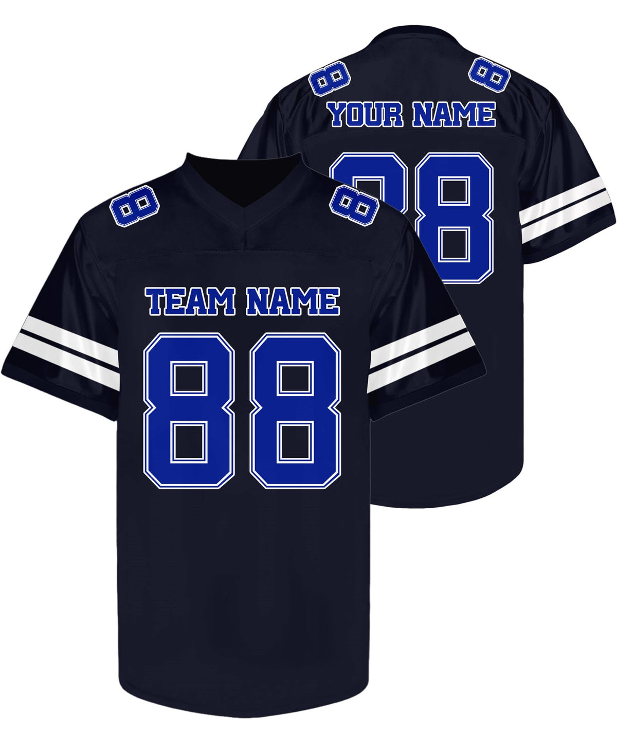 Custom Black and Blue Football Jersey - Personalized Team and Practice Shirt