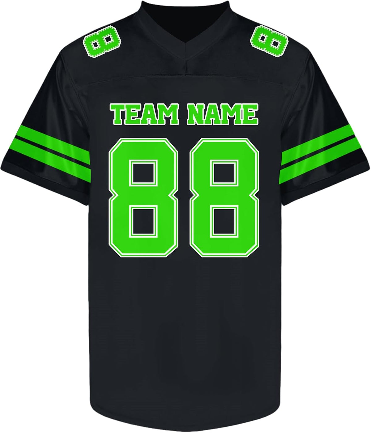Custom Black and Neon Green Football Jersey Personalized Name and Number Team Uniform