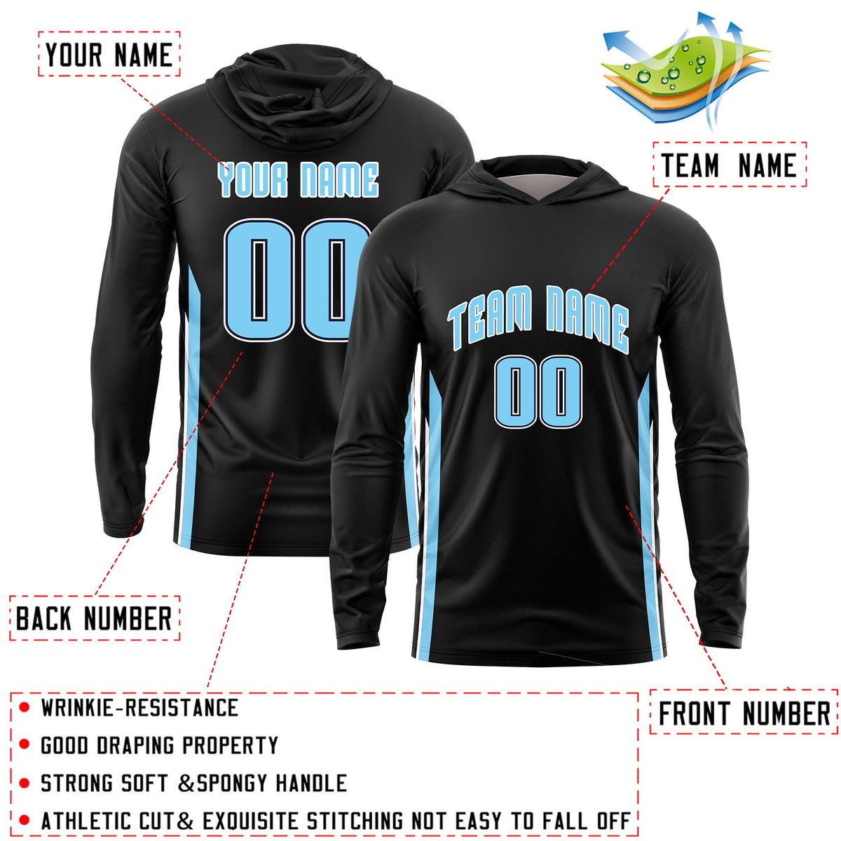 Authentic Custom Two-Button Softball Jersey | Striped Raglan Sleeves