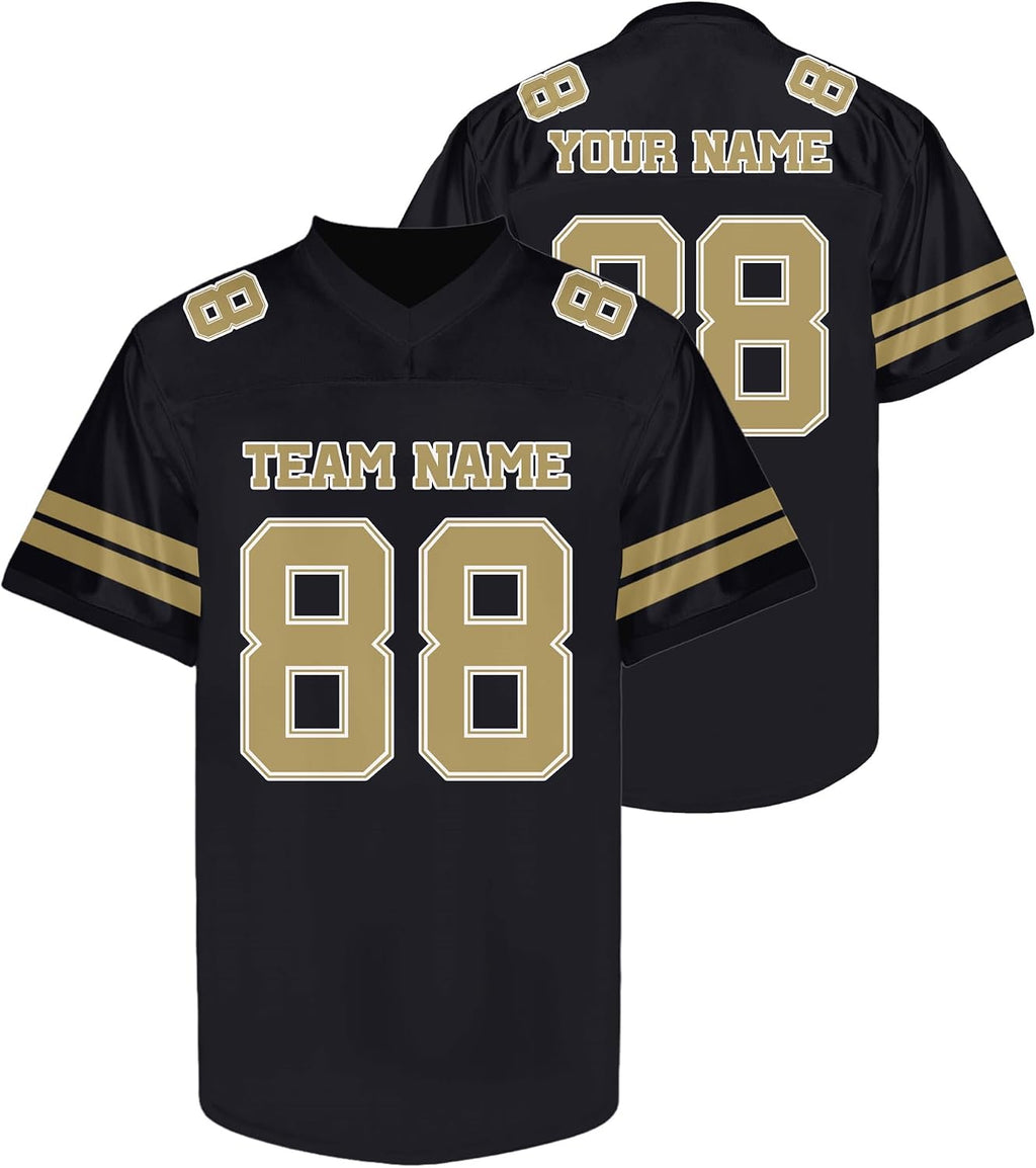 Custom Black and Yellow Football Jersey - Personalized Team and Practice Shirt