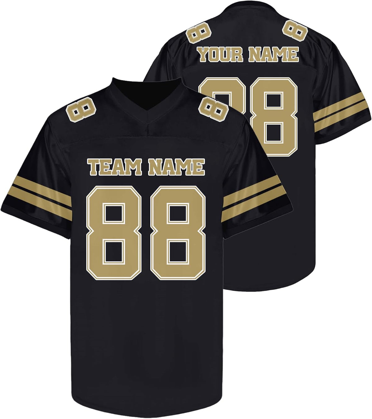 Custom Black and Yellow Football Jersey - Personalized Team and Practice Shirt