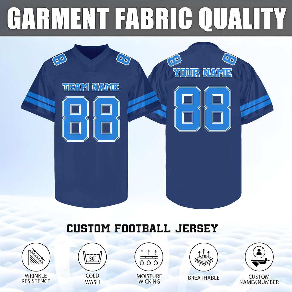 Custom Two-Tone Blue Football Jersey - Personalized Team Uniform and Practice Shirt