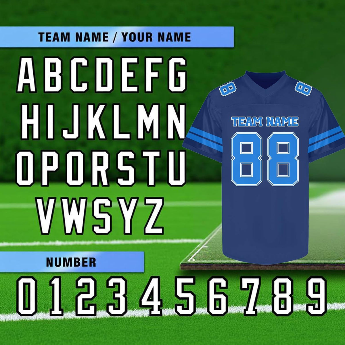 Custom Two-Tone Blue Football Jersey - Personalized Team Uniform and Practice Shirt