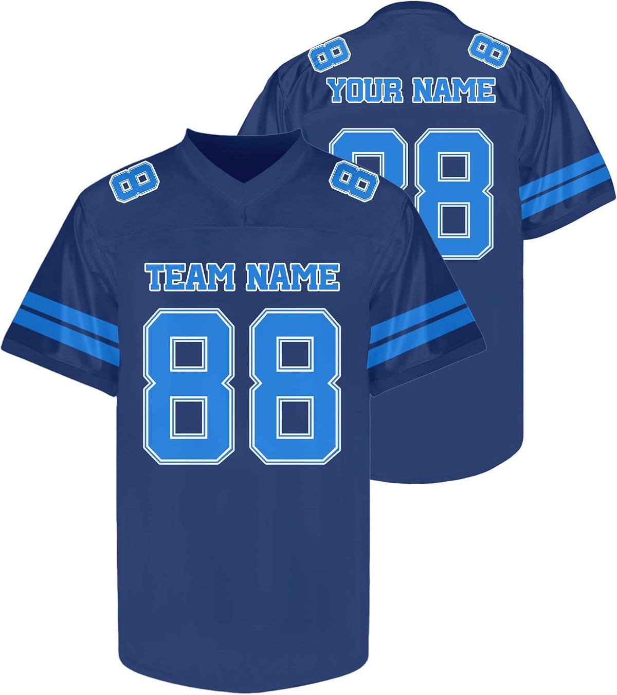 Custom Two-Tone Blue Football Jersey - Personalized Team Uniform and Practice Shirt