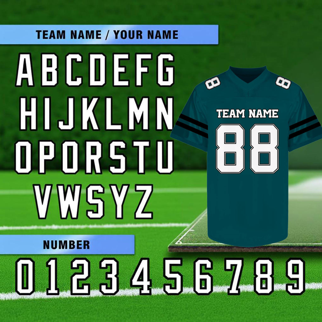 Custom Green and White Football Jersey - Personalized Team and Practice Shirt
