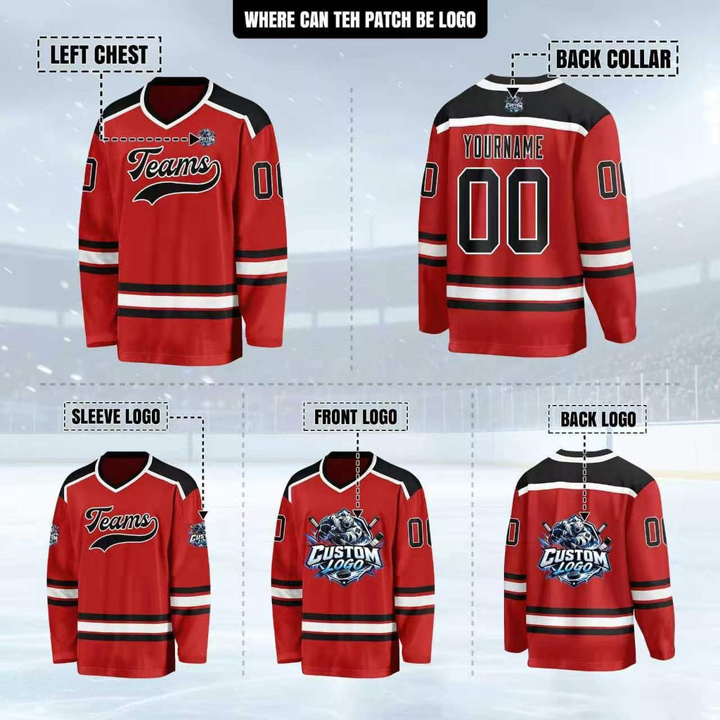 Custom Gold, Black and Orange Hockey Jersey