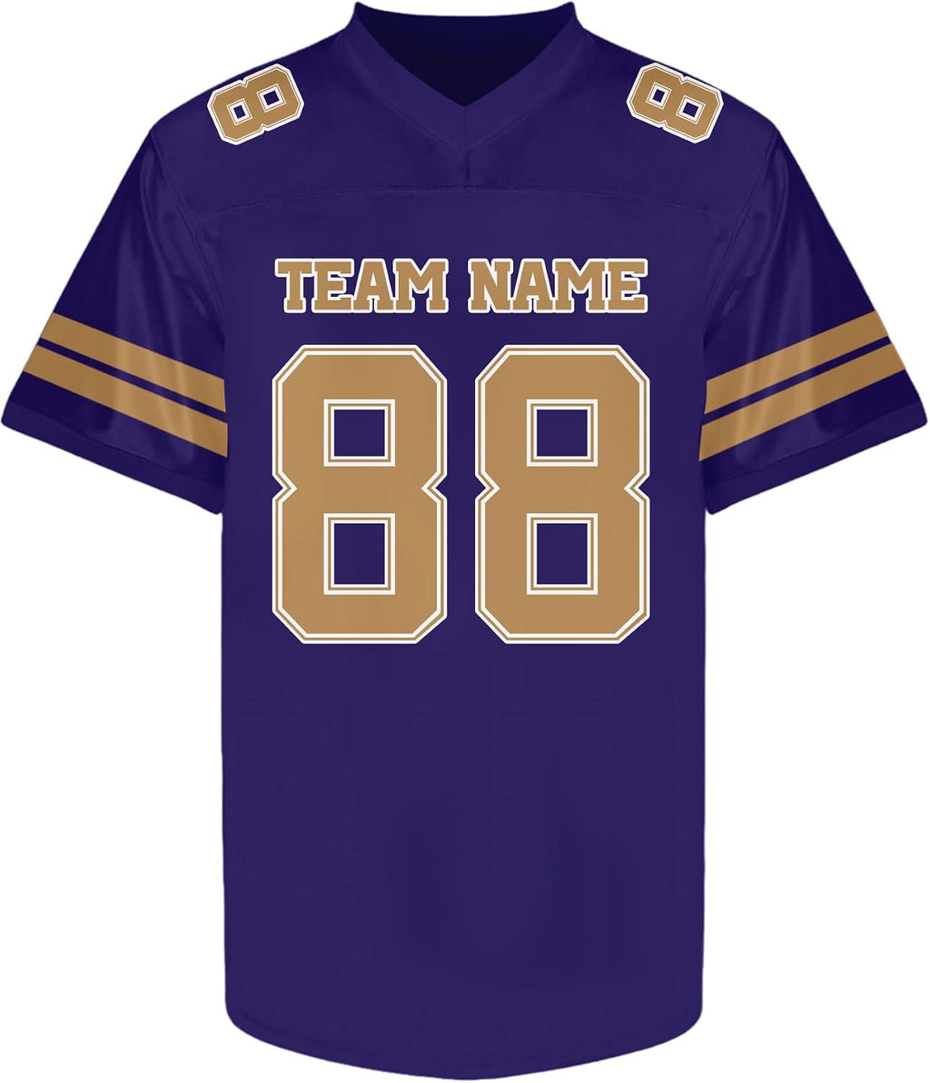 Custom Purple and Yellow Football Jersey - Personalized Team and Practice Shirt
