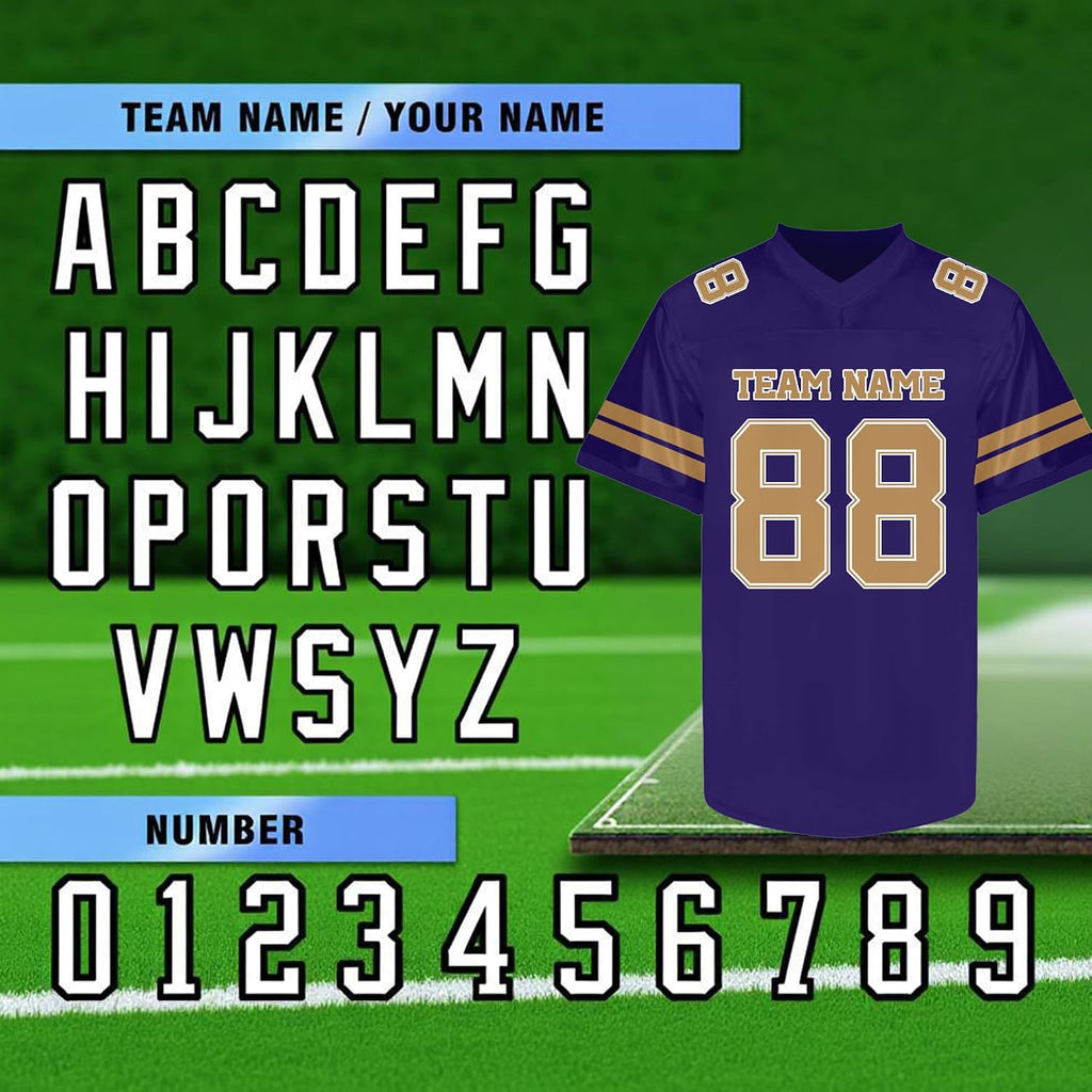 Custom Purple and Yellow Football Jersey - Personalized Team and Practice Shirt