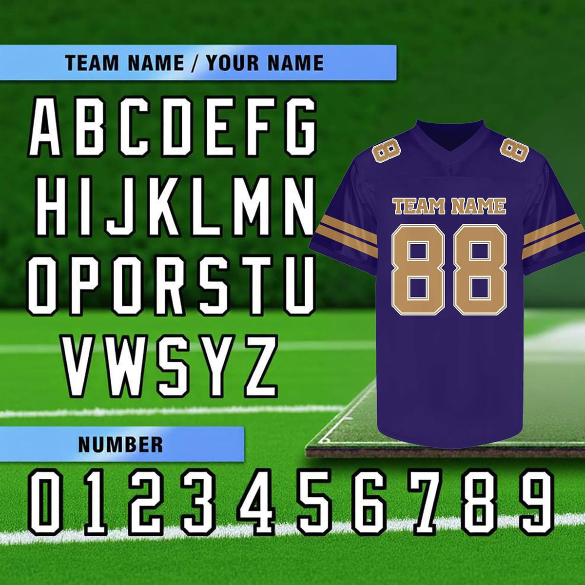 Custom Purple and Yellow Football Jersey - Personalized Team and Practice Shirt
