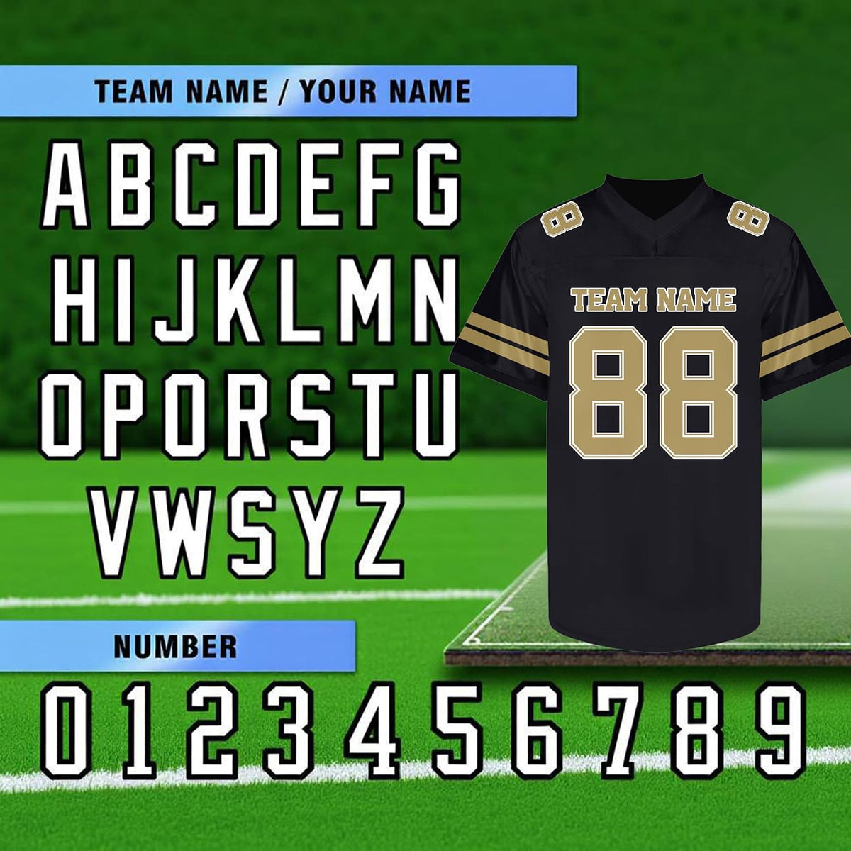 Custom Black and Yellow Football Jersey - Personalized Team and Practice Shirt