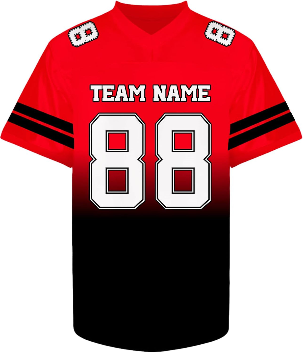 Custom Red and Black Gradient Football Jersey Personalized Name and Number Team Uniform