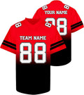 Custom Red and Black Gradient Football Jersey Personalized Name and Number Team Uniform