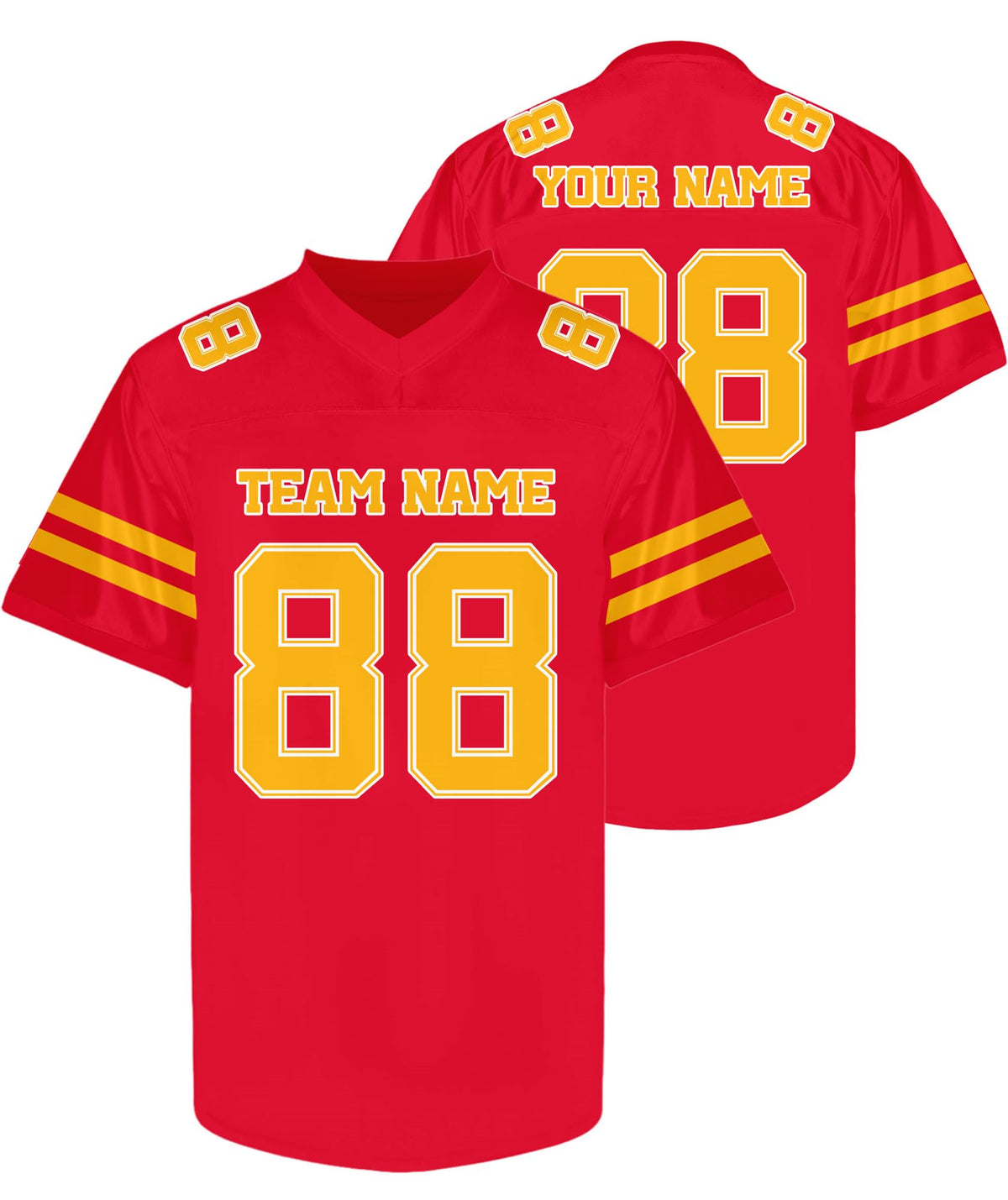 Custom Red and Yellow Football Jersey - Personalized Team and Practice Shirt