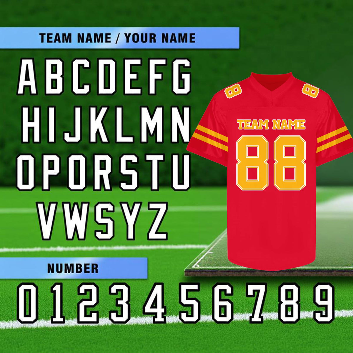 Custom Red and Yellow Football Jersey - Personalized Team and Practice Shirt