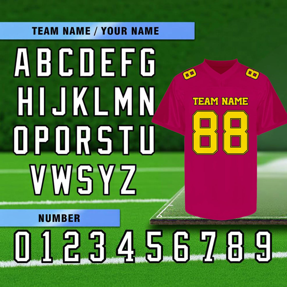 Custom Rose and Yellow Football Jersey - Personalized Team and Practice Shirt