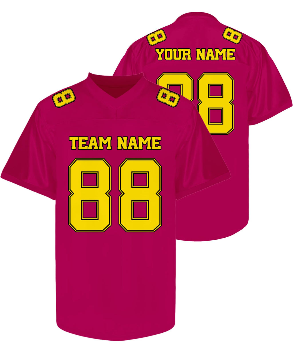 Custom Rose and Yellow Football Jersey - Personalized Team and Practice Shirt