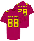 Custom Rose and Yellow Football Jersey - Personalized Team and Practice Shirt