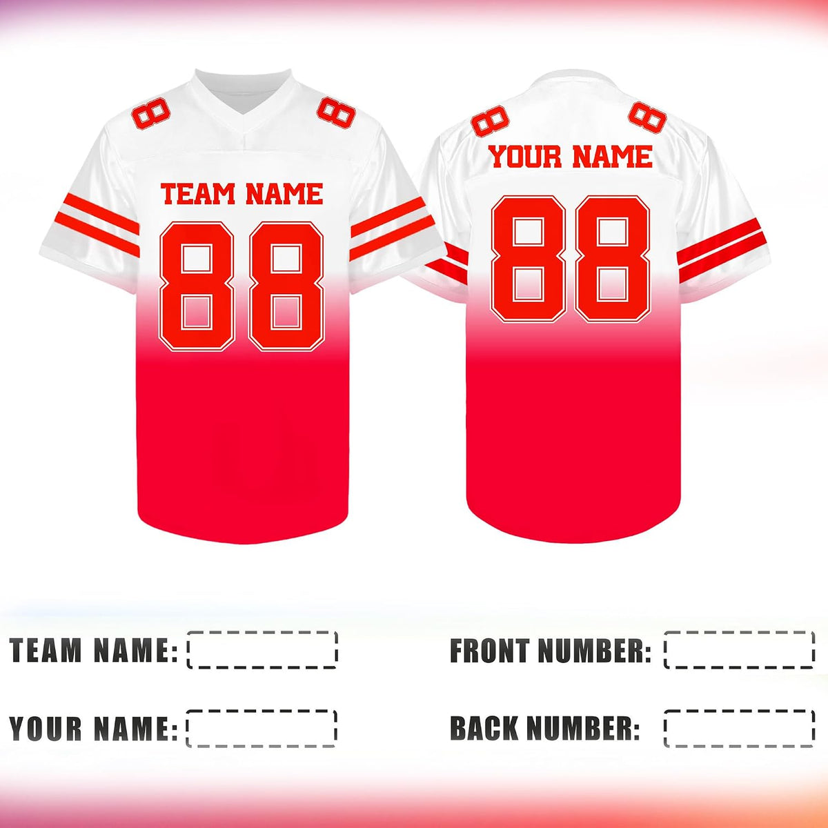 Custom Red and Black Gradient Football Jersey - Personalized Team Uniform and Practice Shirt
