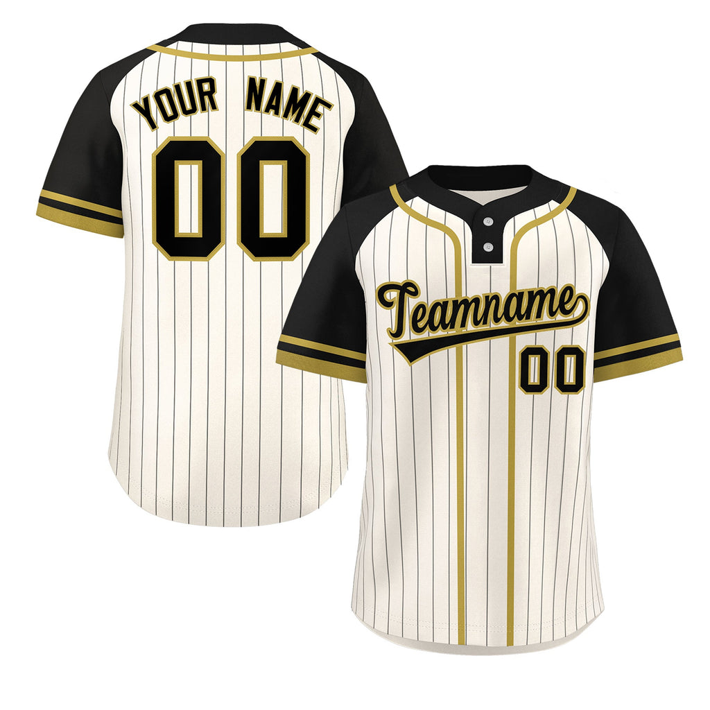 Custom Authentic Two-Button Softball Jersey - Cream & Old Gold